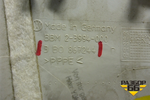 Обшивка стойки центральная верхняя правая (3B0867244) для Volkswagen Passat (B5) с 1996-2005г