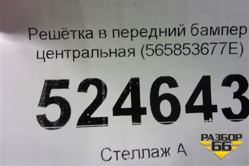 Решетка в передний бампер центральная (565853677E) для Skoda Kodiaq с 2017г (Кодиак)