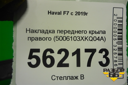 Накладка переднего крыла правого (5006103XKQ04A) для Haval F7 с 2019г (Ф7)
