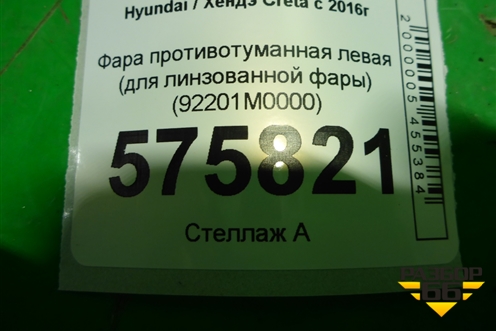 Фара противотуманная левая (для линзованной фары) (92201M0000) для Hyundai Creta с 2016г (Крета)