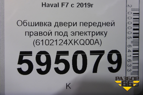 Обшивка двери передней правой под электрику (6102124XKQ00A) для Haval F7 с 2019г (Ф7)