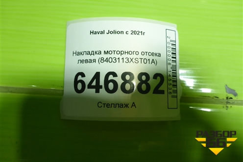 Накладка моторного отсека левая (8403113XST01A) для Haval Jolion с 2021г (Джолион)