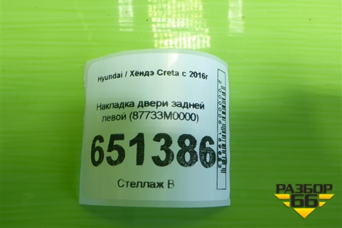 Накладка двери задней левой (87733M0000) для Hyundai Creta с 2016г (Крета)