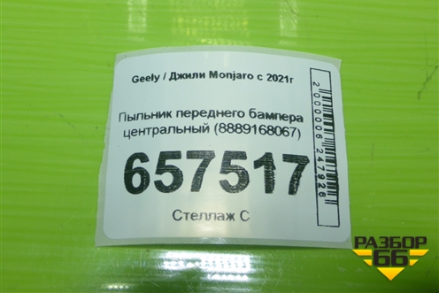 Пыльник переднего бампера центральный (8889168067) для Geely Monjaro с 2021г (Монджаро)