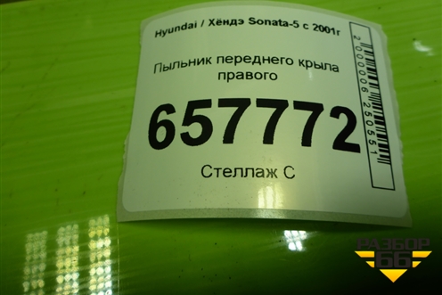 Пыльник переднего крыла правого для Hyundai Sonata-5 с 2001г (Соната)