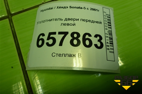 Уплотнитель двери передней левой для Hyundai Sonata-5 с 2001г (Соната)