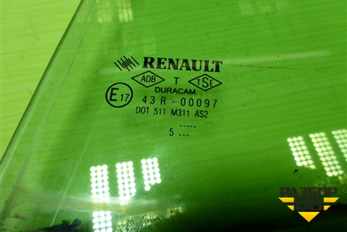 Стекло двери задней левой форточка (седан) для Renault Megane 2 с 2002-2009г (Меган)