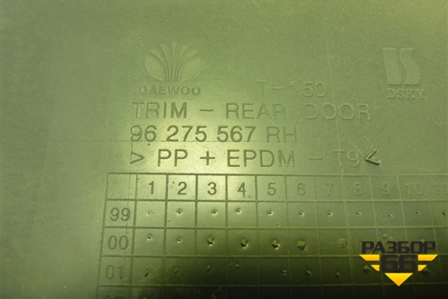 Обшивка двери задней правой под механику (96275567) для Chevrolet Lanos с 2004г (Ланос)