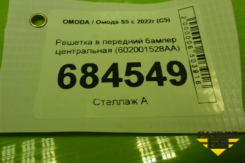 Решетка в передний бампер центральная (602001528AA) для OMODA S5 с 2022г (С5)